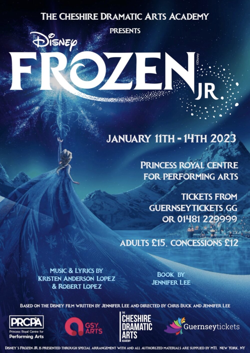 Poster for Cheshire Dramatic Arts Academy Presents - Disney Frozen Jr.