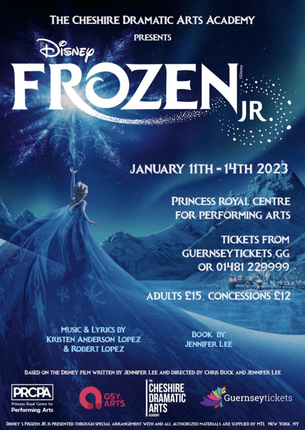Poster for Cheshire Dramatic Arts Academy Presents - Disney Frozen Jr.