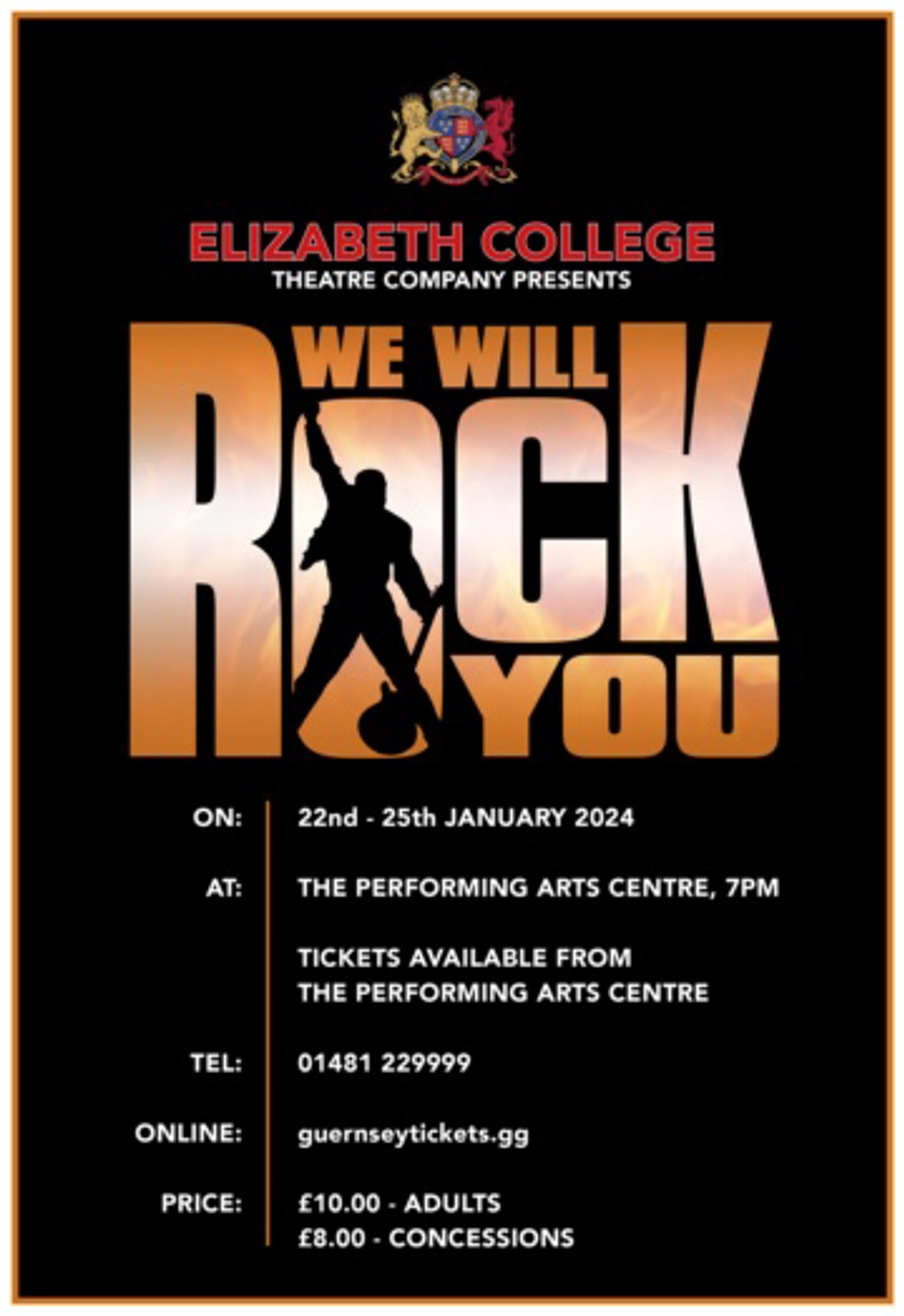 Poster for Elizabeth College Theatre Company Presents - We Will Rock You