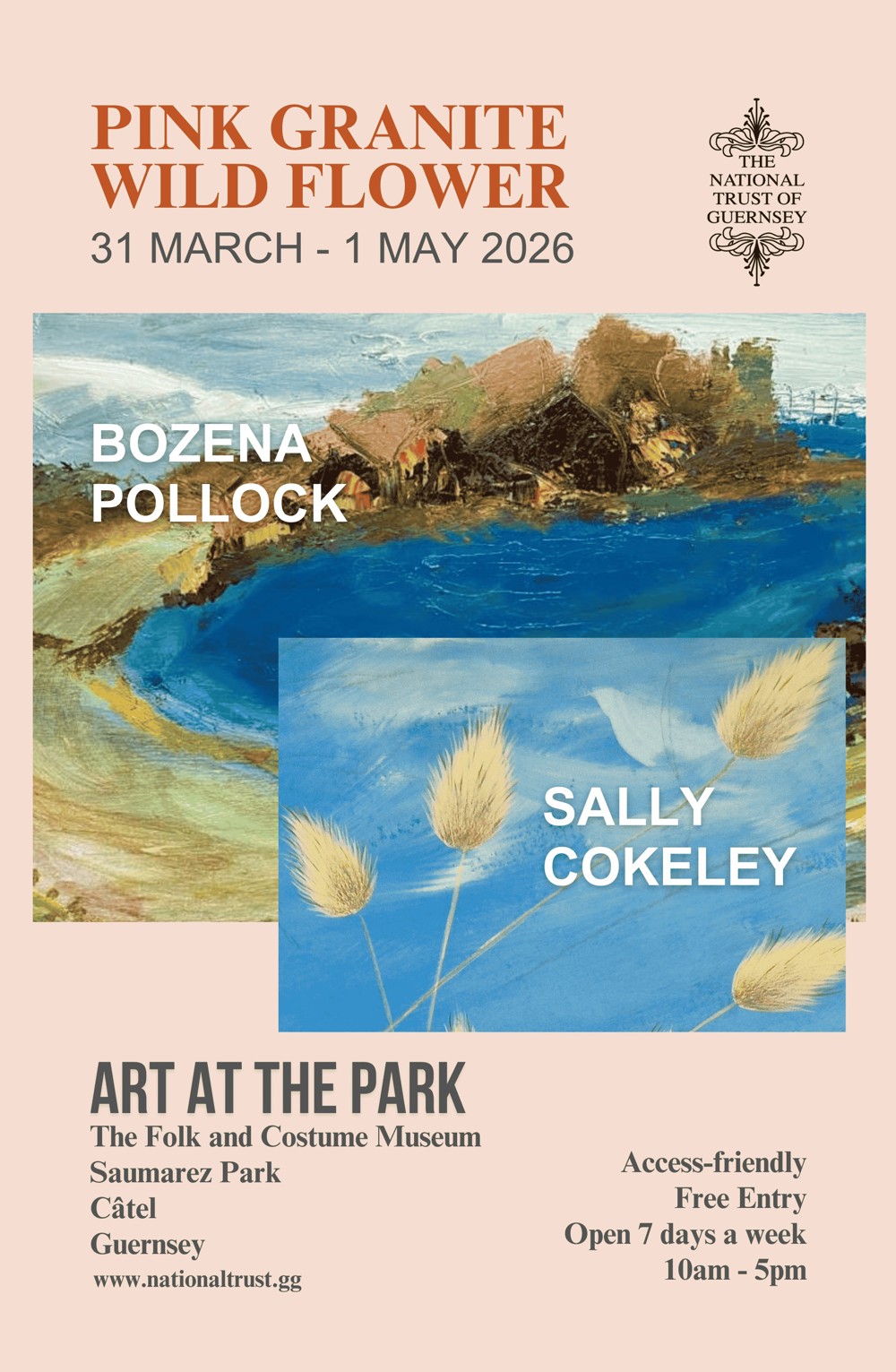 Poster for Art at the Park: ‘Pink Granite, Wildflower’ by Bozena Pollock and Sally Cokeley