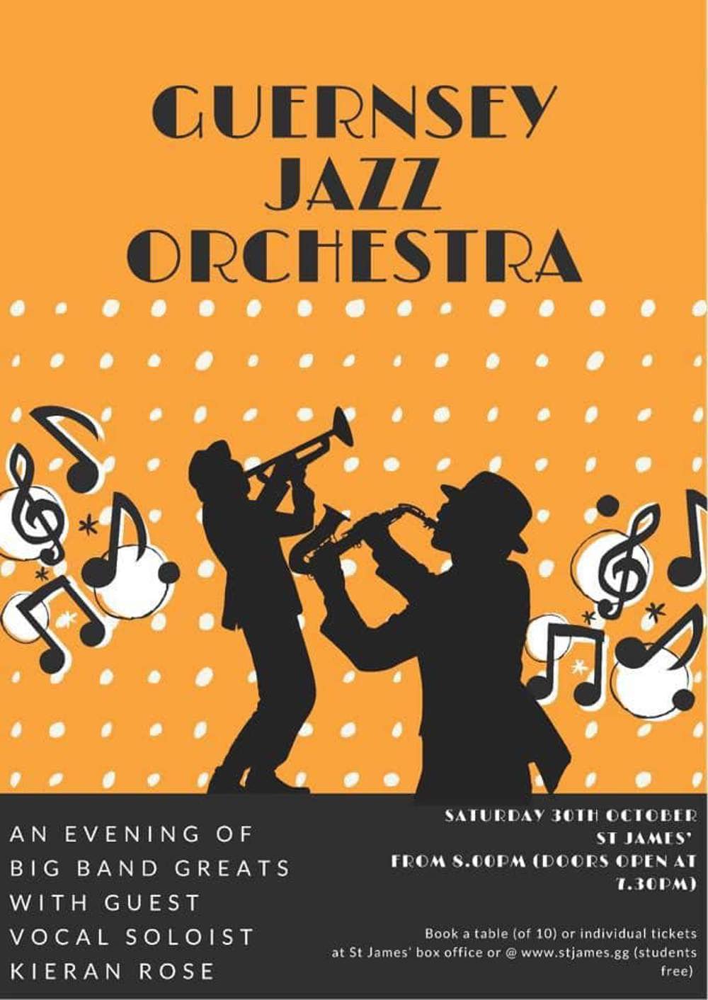 Poster for An evening with the Guernsey Jazz Orchestra
