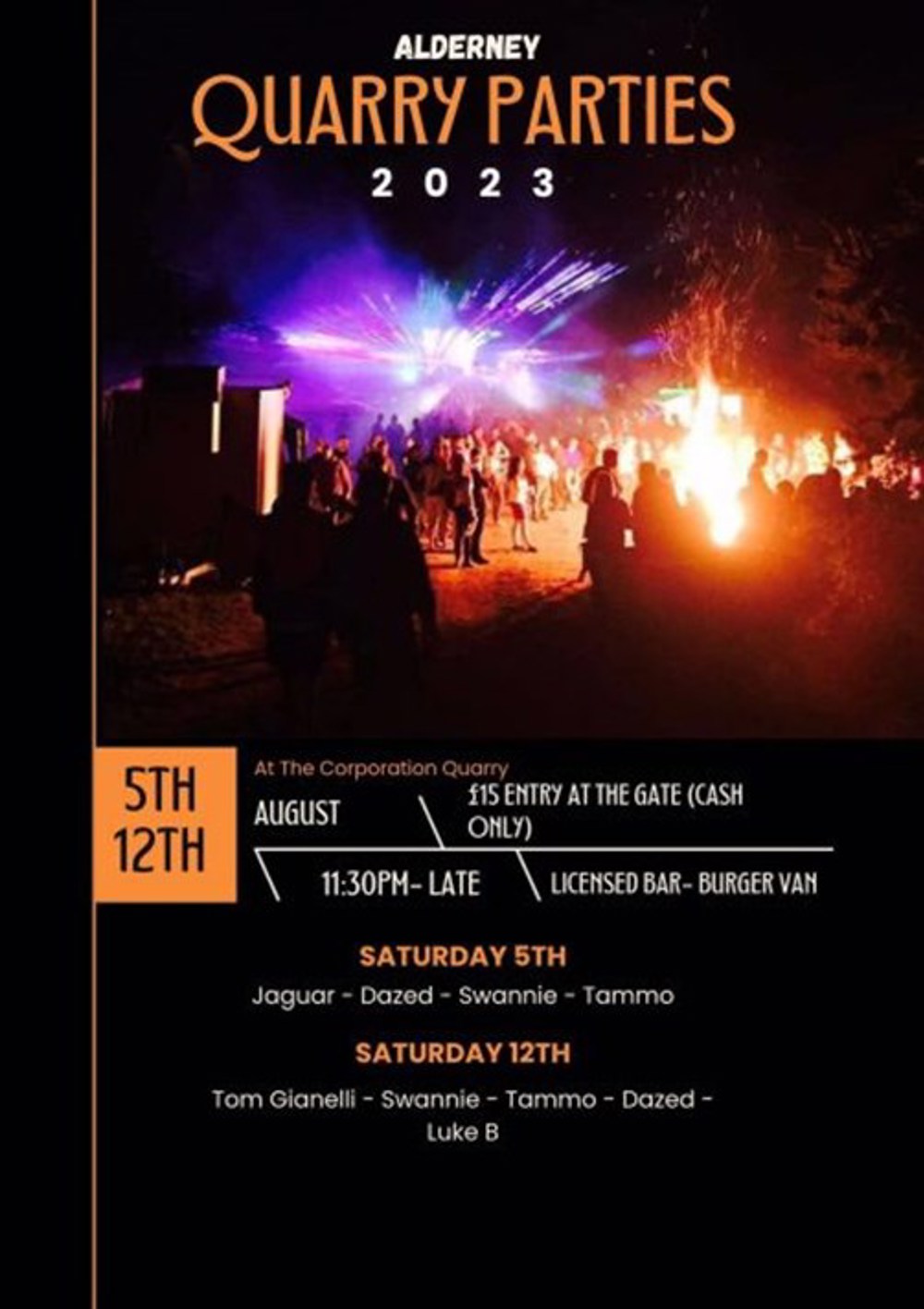 Poster for Alderney Week 2023 - Quarry Parties