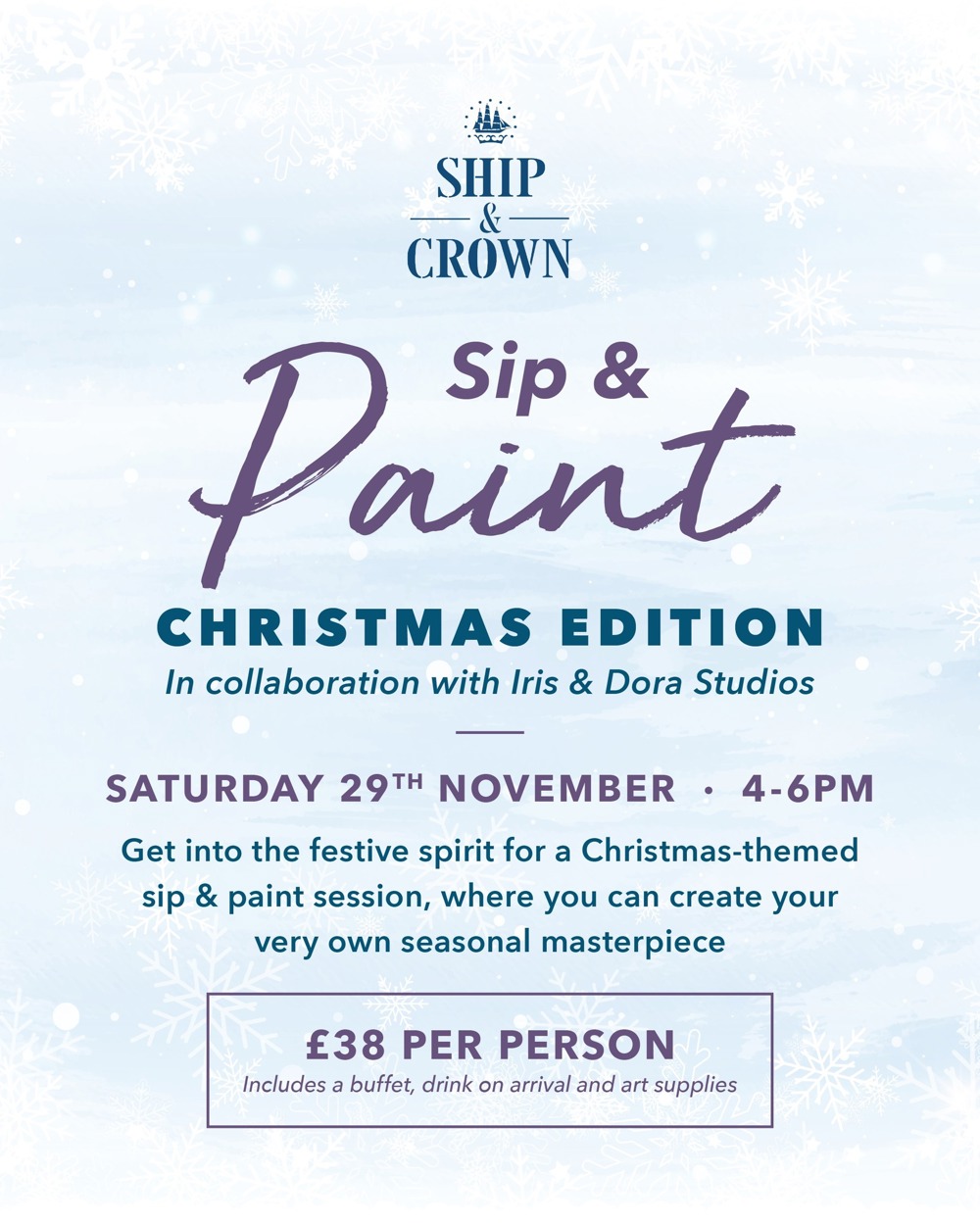 Poster for Sip and Paint Night at the Ship & Crown!