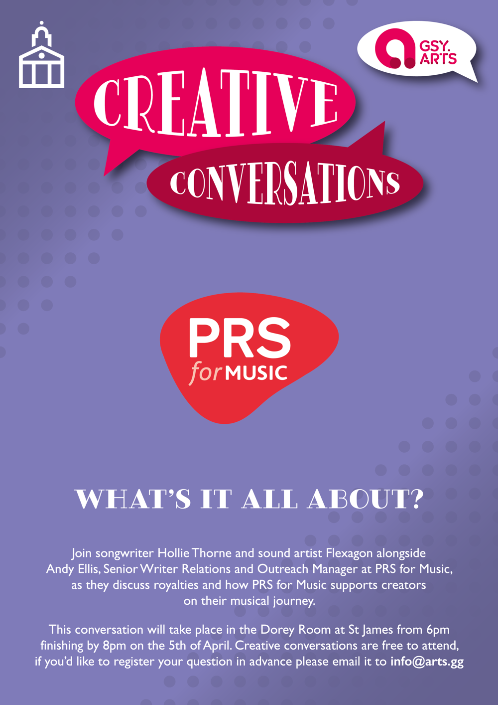 Poster for Creative Conversations: PRS - What's it all about?