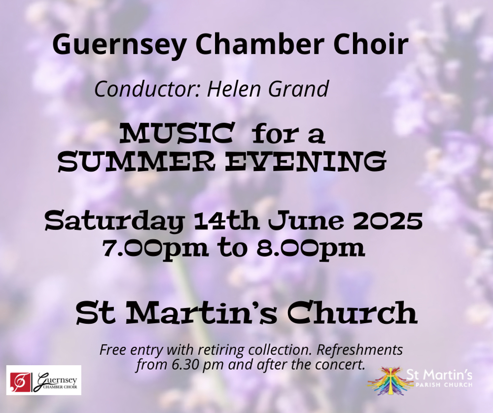 Poster for Guernsey Chamber Choir at St Martin’s Church