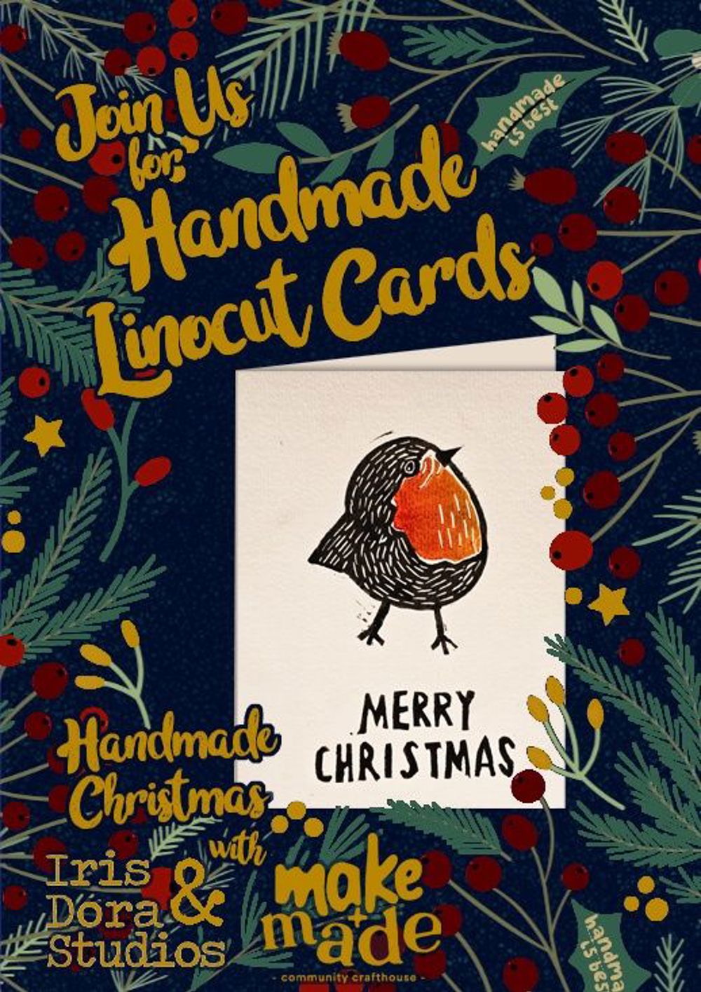 Poster for Lino Print Your Own Christmas Cards - Handmade Christmas