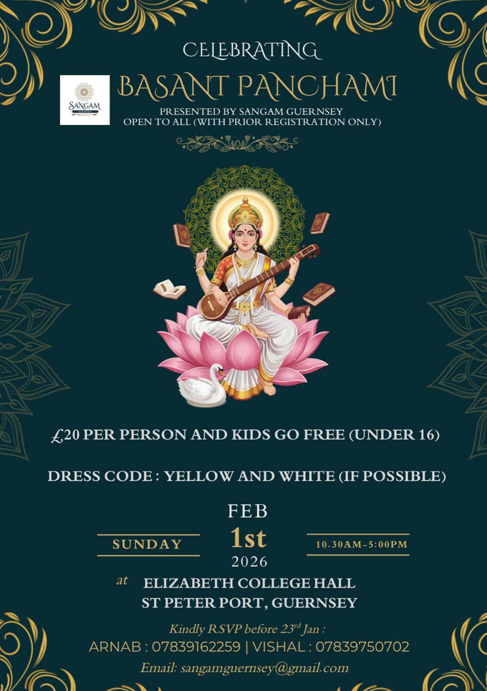 Poster for Basant Panchami & Saraswati Puja