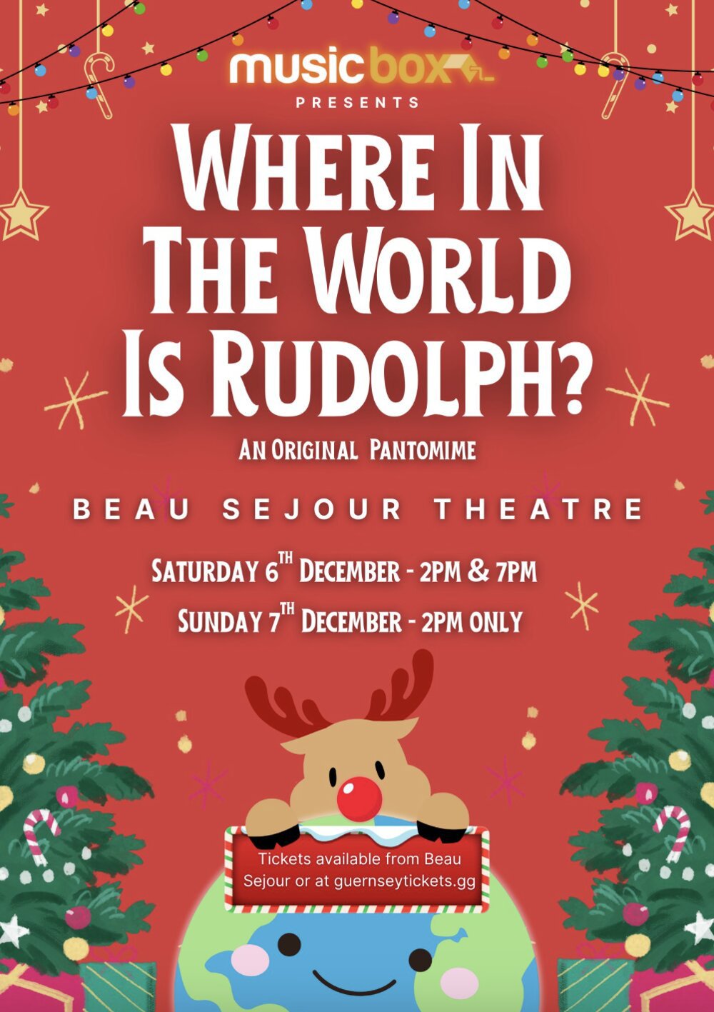Poster for Music Box presents: Where in the World is Rudolph? (Pantomime)