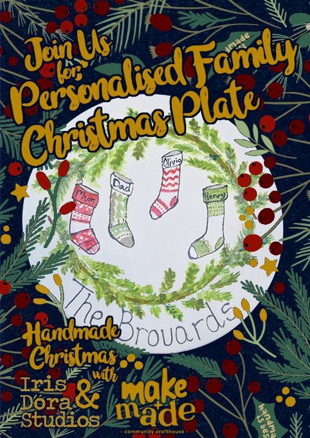 Poster for Handpaint a personalised Family Christmas Plate - Handmade Christmas