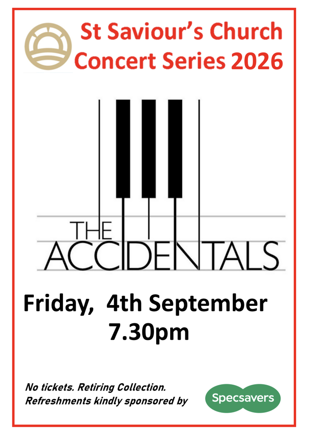 Poster for St Saviour's Church Concert Series: The Accidentals