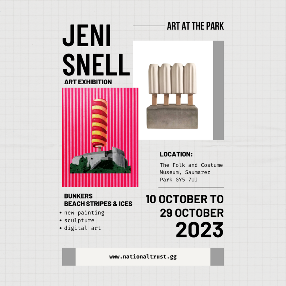 Poster for Art in the Park: Bunkers, Beach Stripes and Ices by Jeni Snell