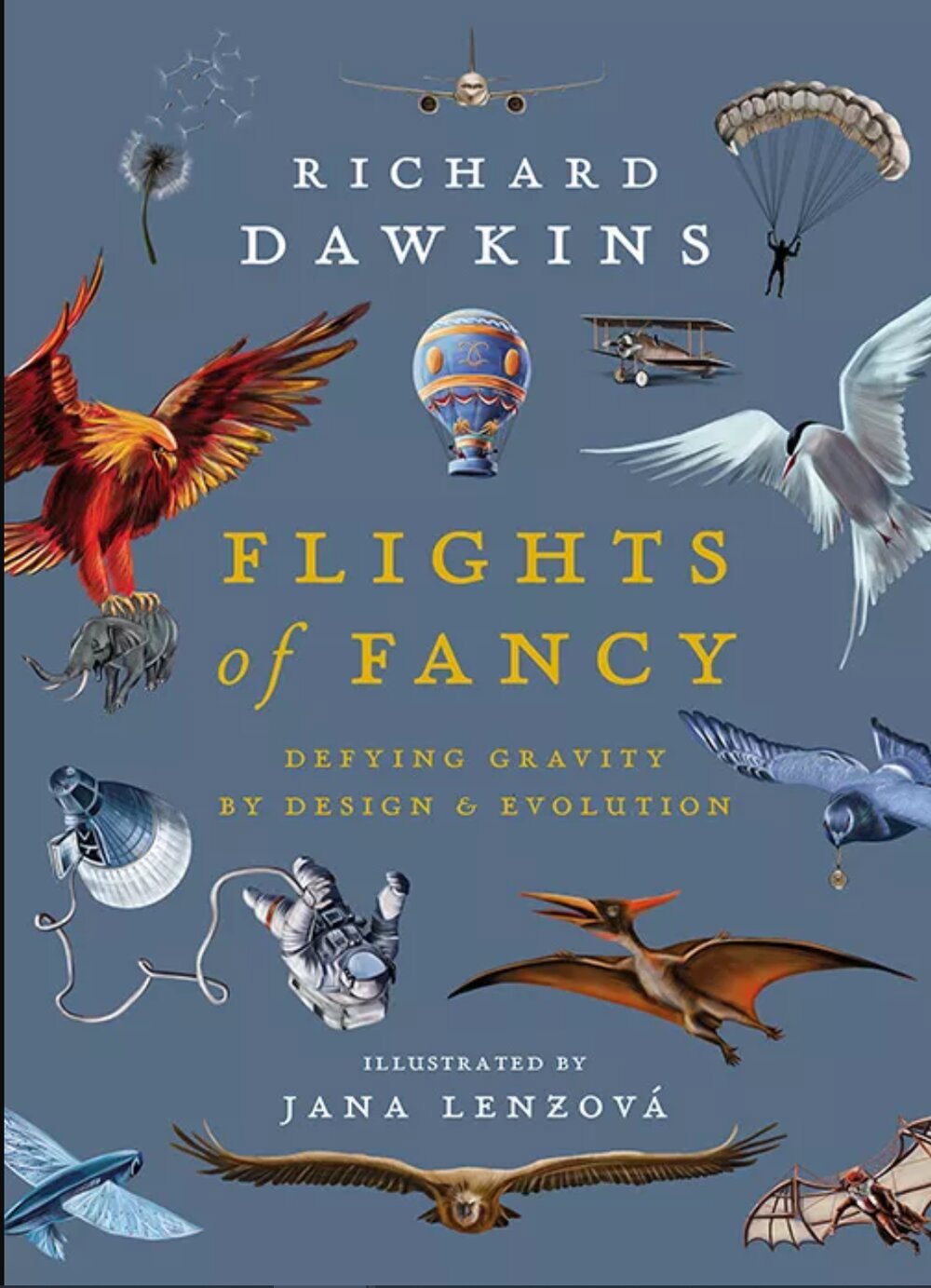 Poster for GLF presents Flights of Fancy - Defying Gravity by Design and Evolution, by Richard Dawkins