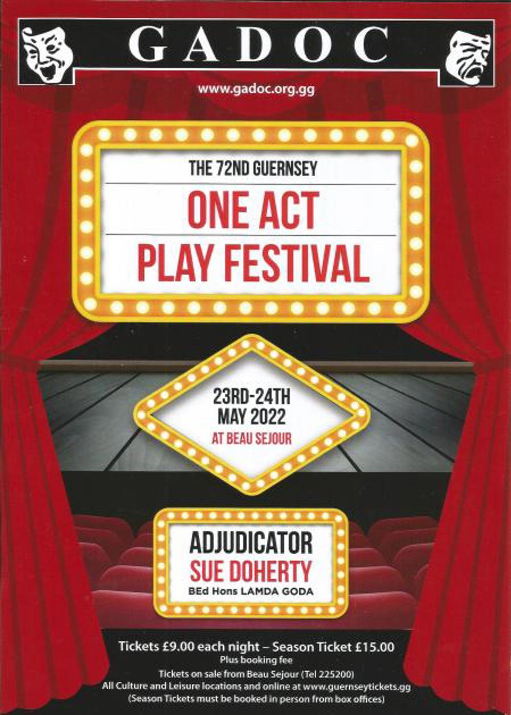 Poster for GADOC presents One Act Play Festival