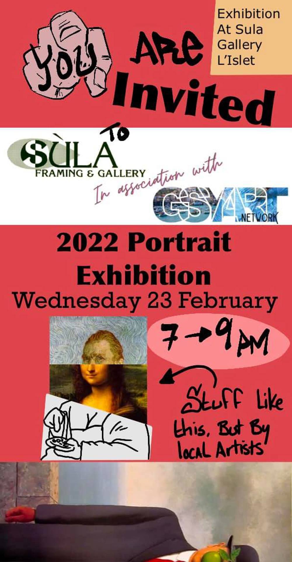 Poster for Guernsey Art Network presents 2022 Portrait Exhibition