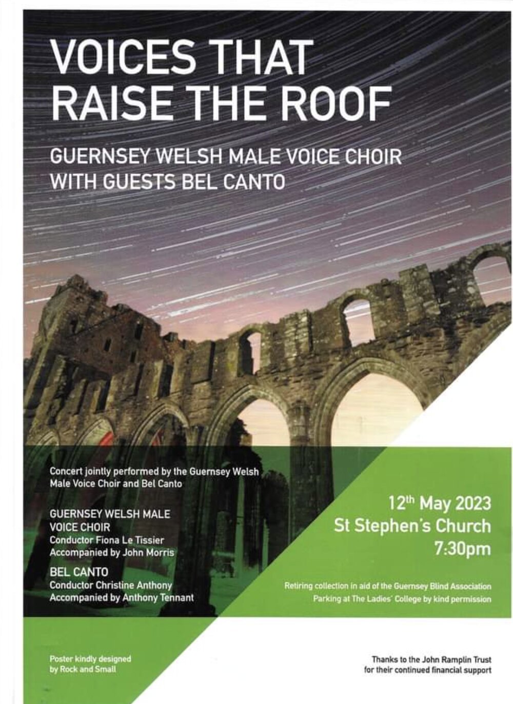 Poster for Voices that Raise the Roof - Guernsey Welsh Male Voice Choir with Bel Canto