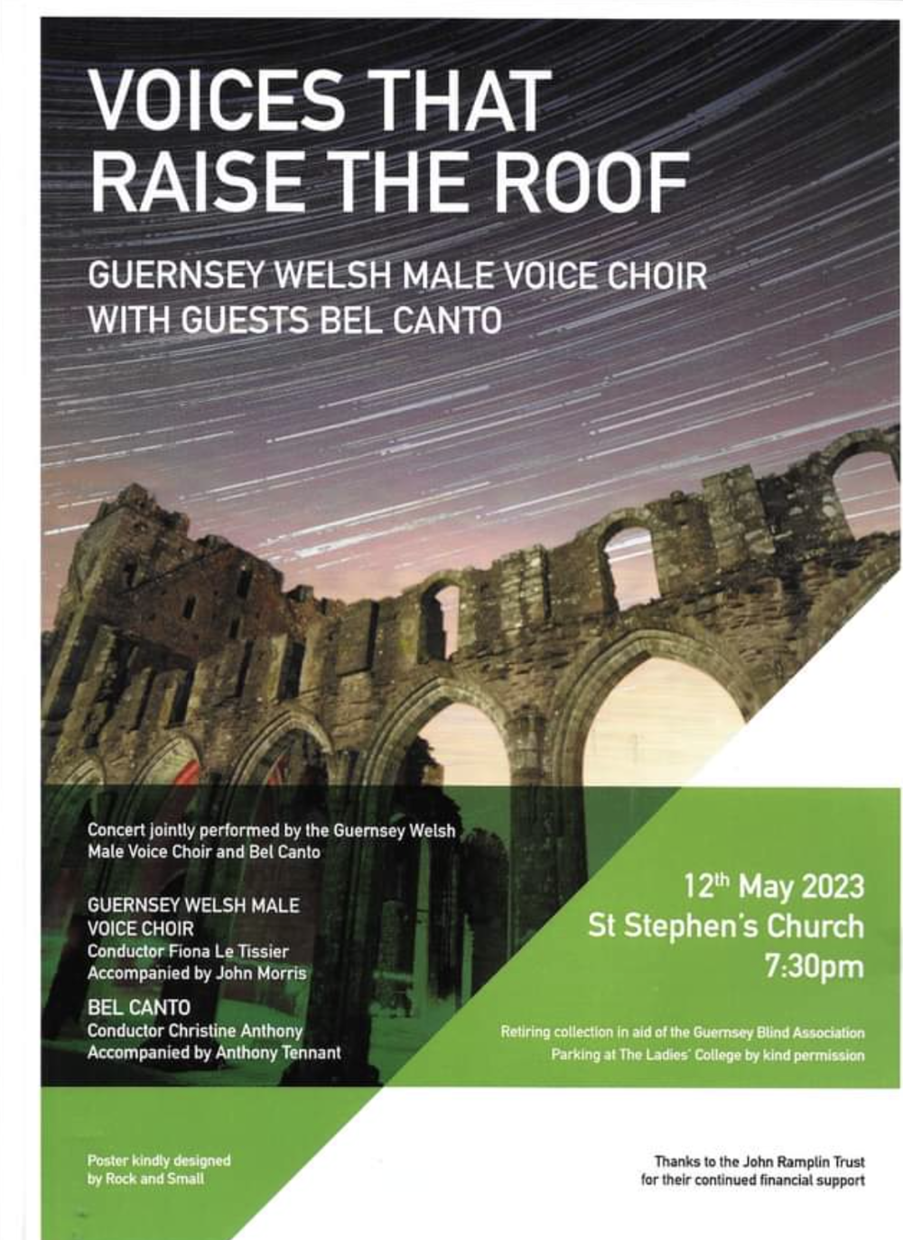 Poster for Voices that Raise the Roof - Guernsey Welsh Male Voice Choir with Bel Canto