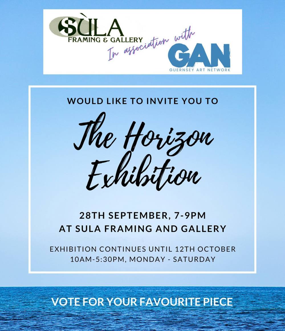 Poster for 'The Horizon' by Guernsey Art Network at Sula Gallery