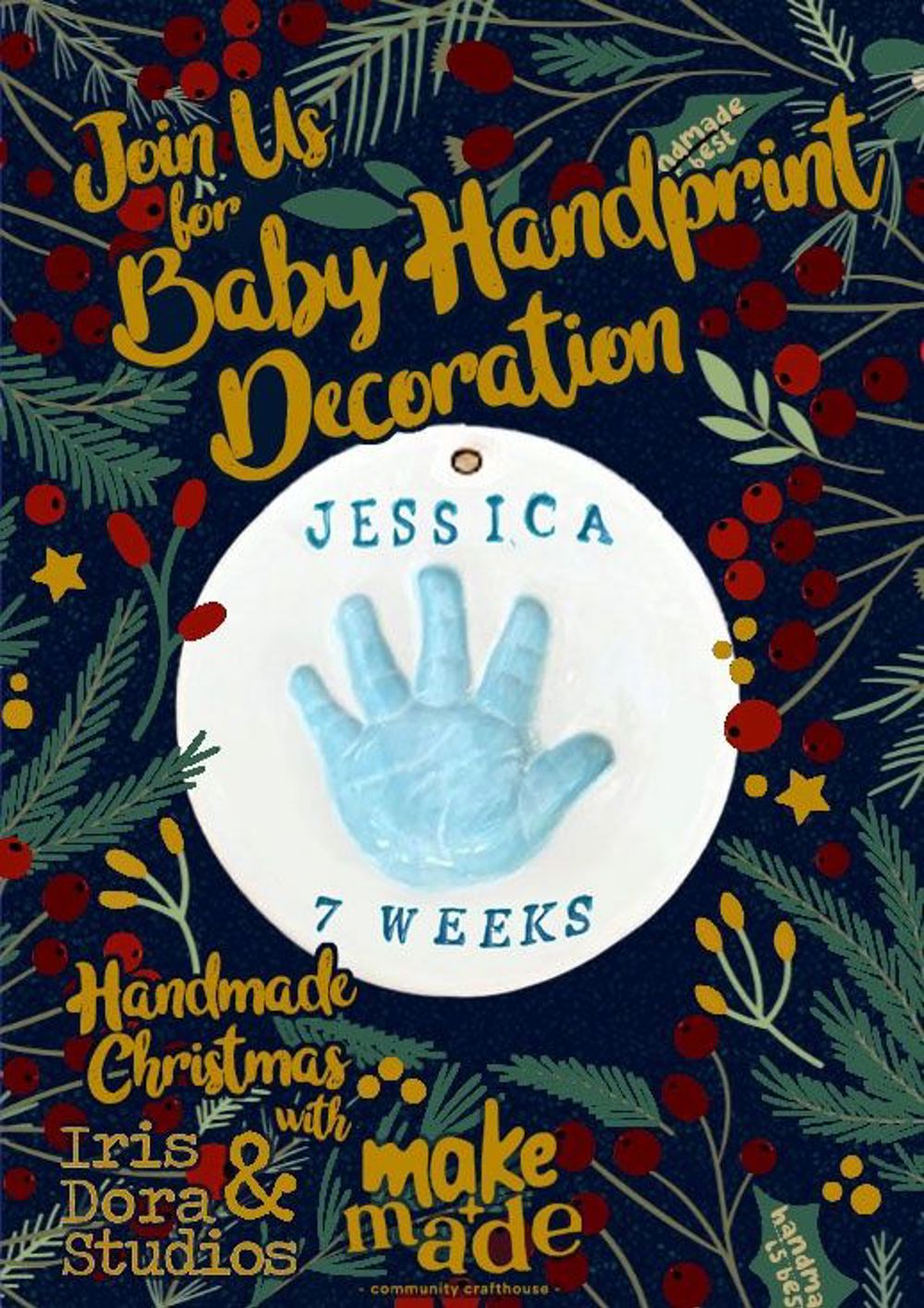 Poster for Ceramic Baby Handprint Decoration - Handmade Christmas