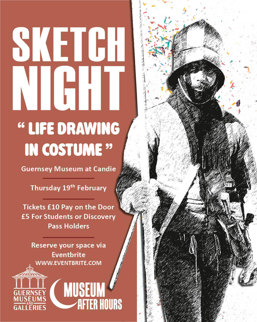 Poster for Museum After hours - "Life Drawing in Costume” Sketch Night