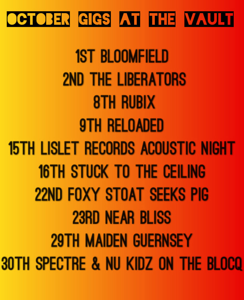 Poster for October Gigs @ The Vault