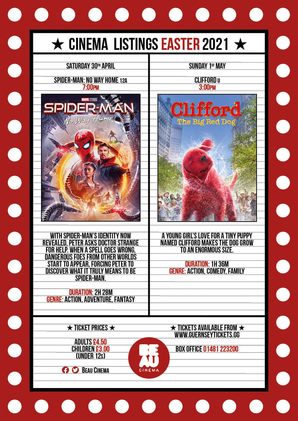 Poster for Beau Cinema presents Spider-Man: No Way Home