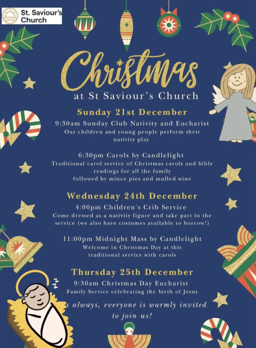 Poster for Carols by Candlelight at St Saviour's Church