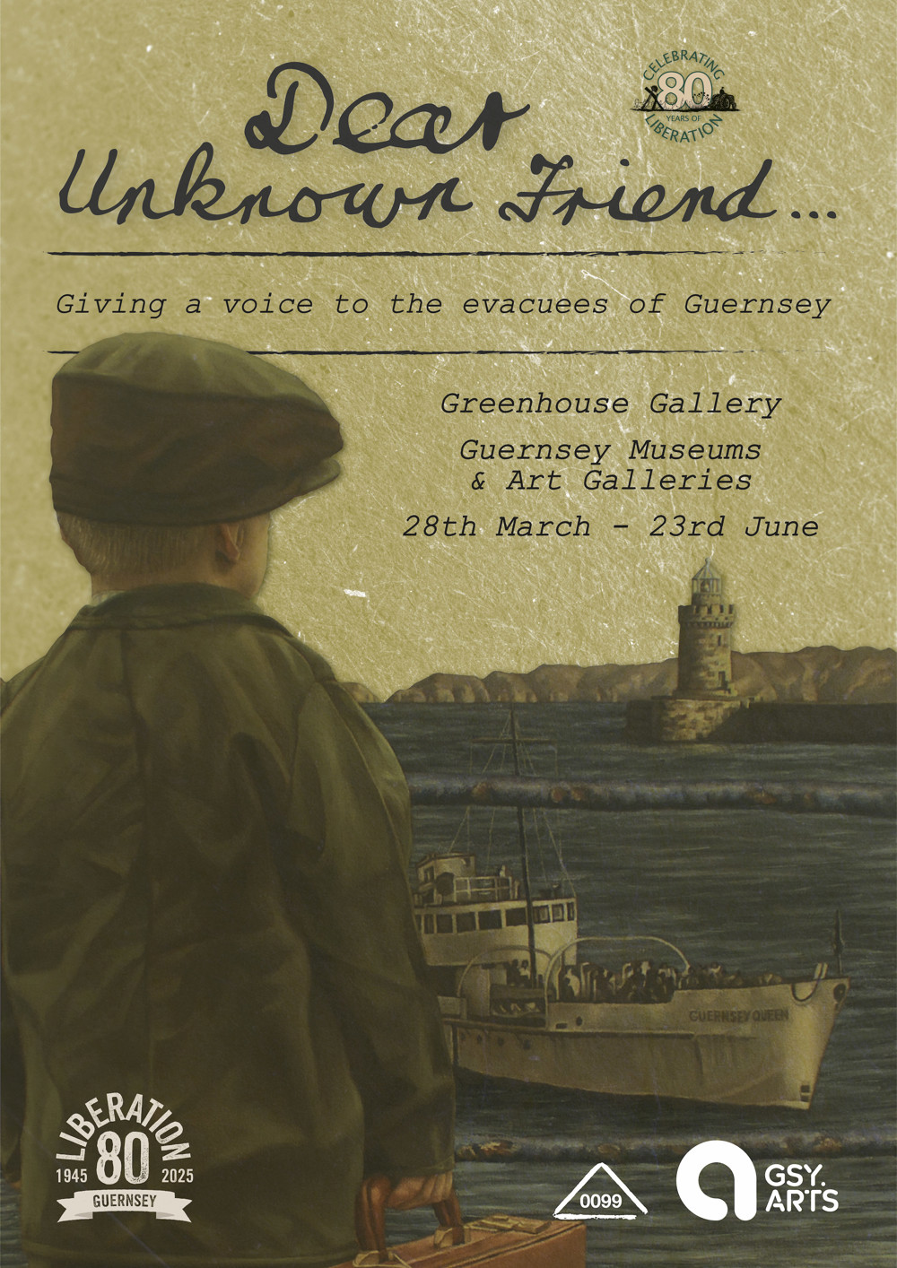 Poster for Dear Unknown Friend - A Liberation 80th Exhibition