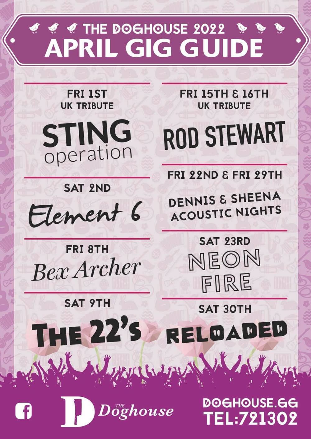 Poster for April Gigs @ The Doghouse