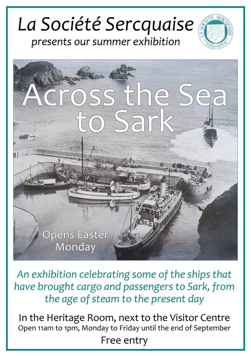 Poster for Across the Sea to Sark: La Societe Sercquaise summer exhibition