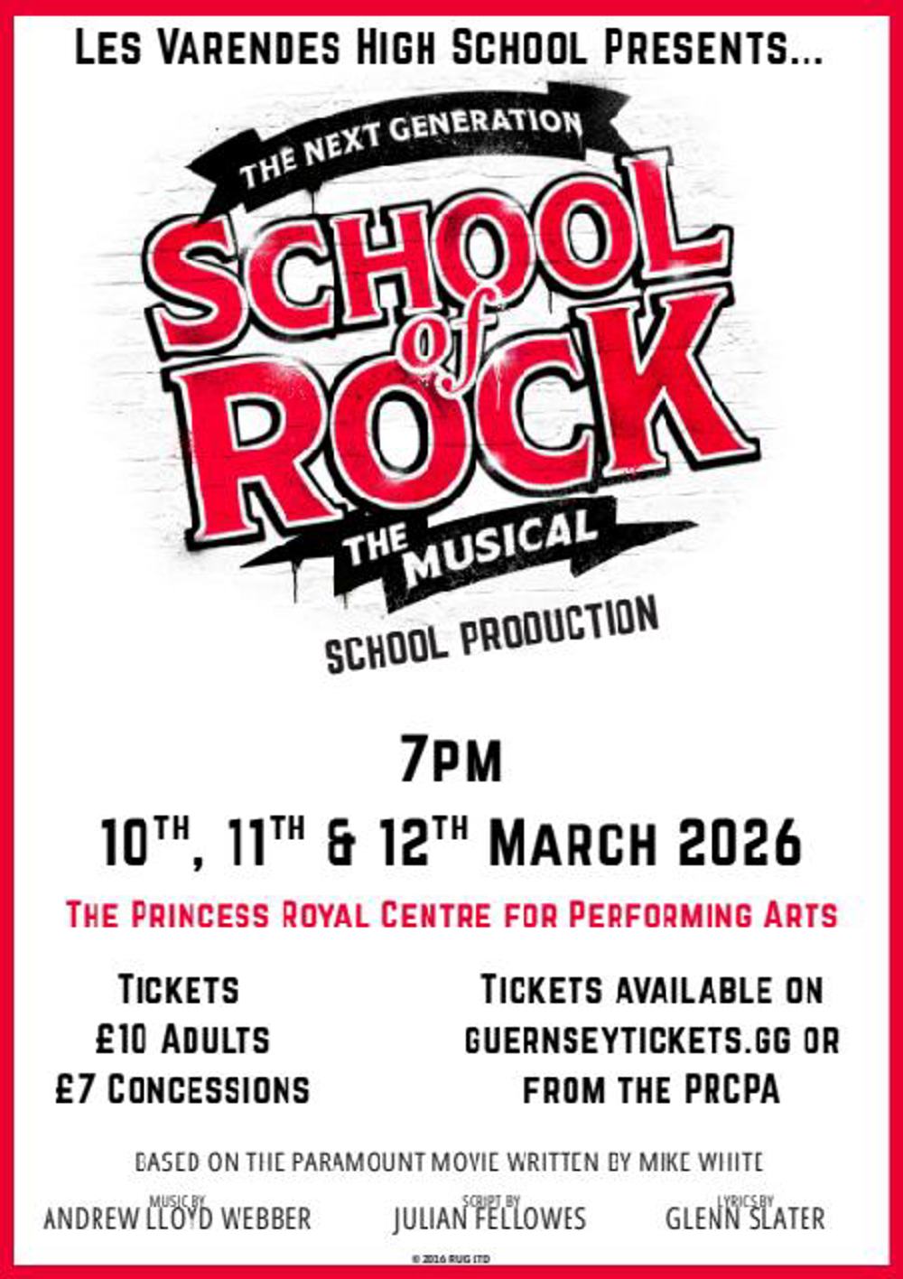 Poster for LES VARENDES HIGH PRESENTS: THE SCHOOL OF ROCK