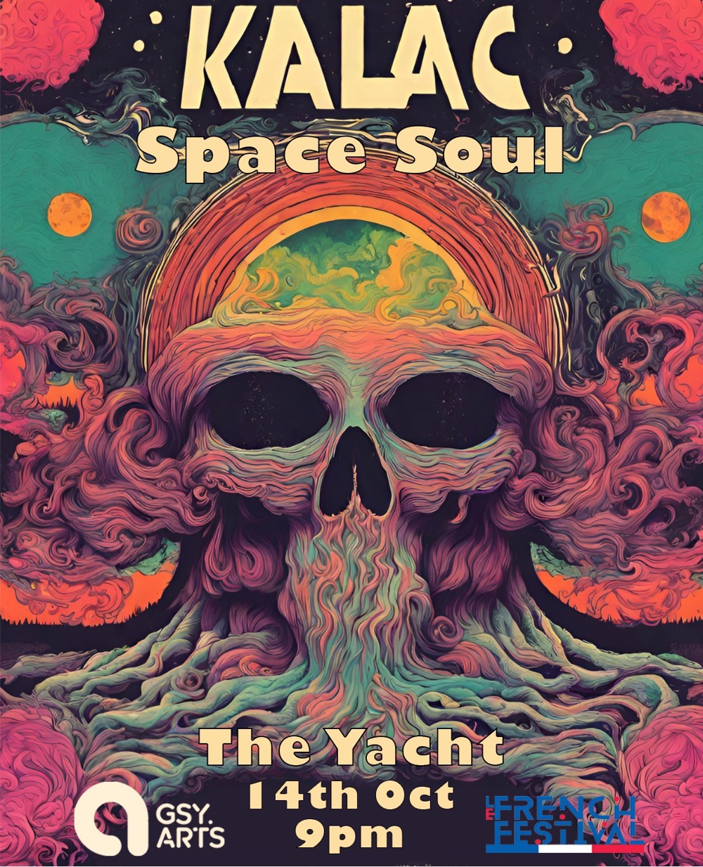 Poster for KALAC with support from Tranzat and Spacesoul at The Yacht