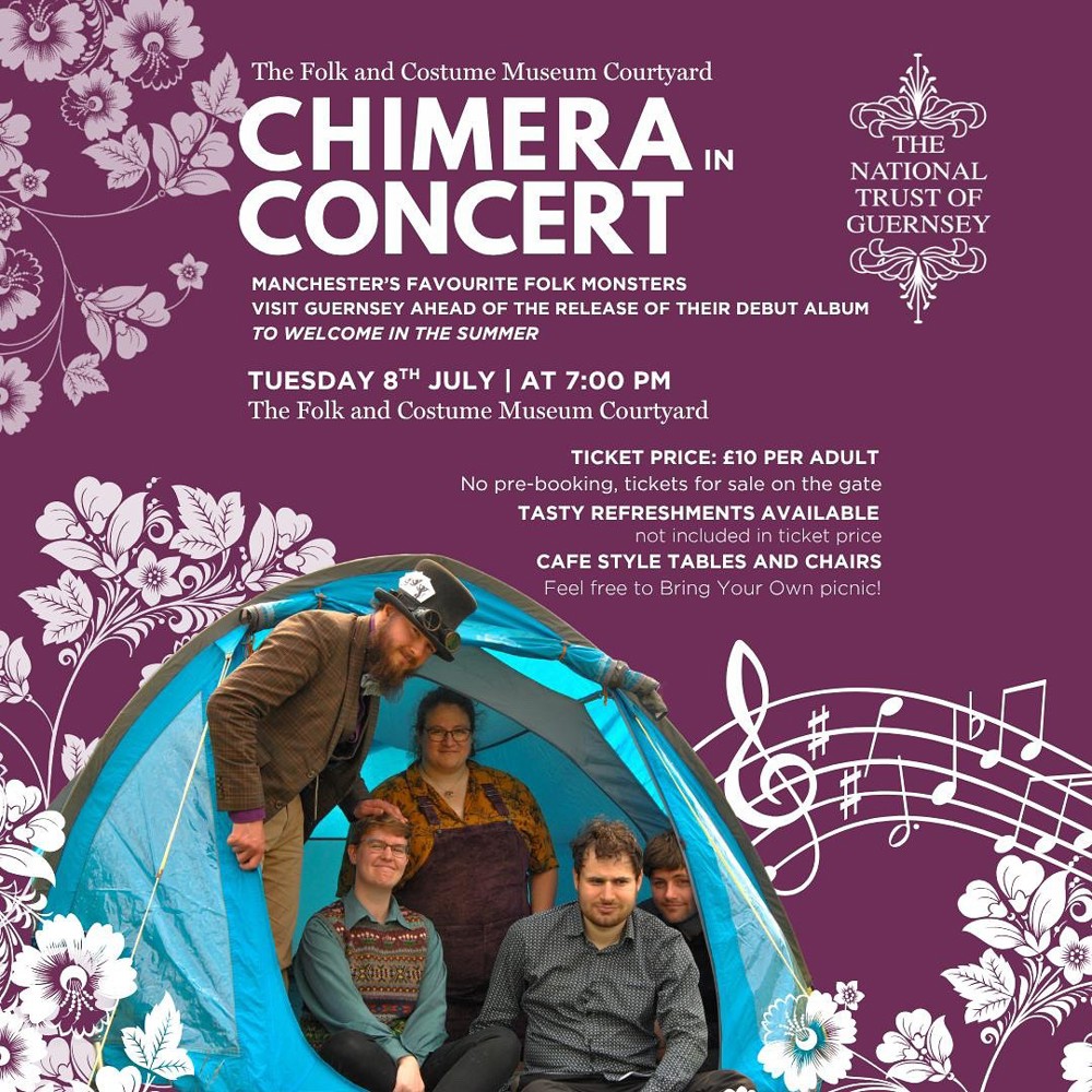 Poster for Chimera in Concert: Folk Monsters of Manchester Bring Summer Spirit to Guernsey