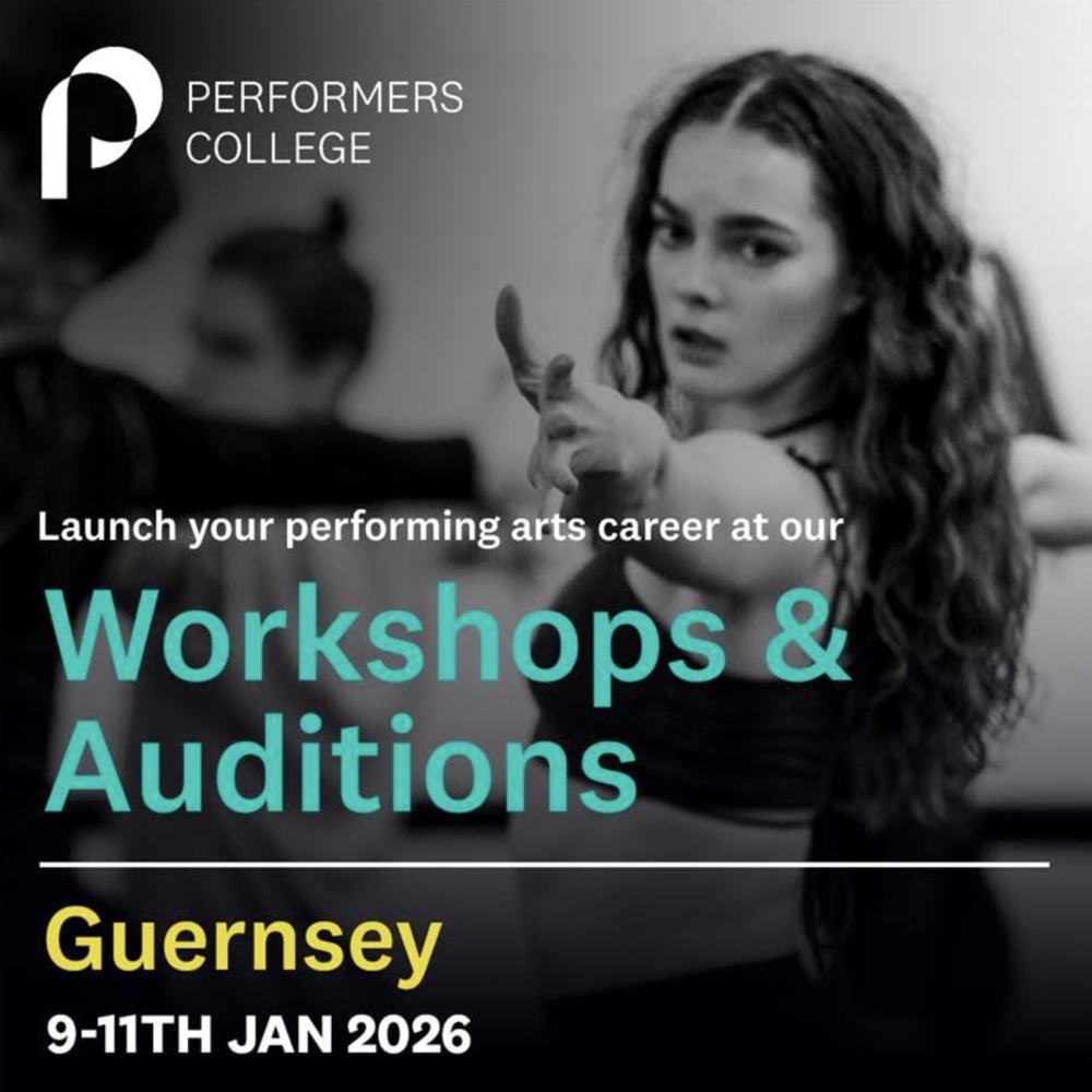 Poster for Performers College - Guernsey Workshops and Auditions