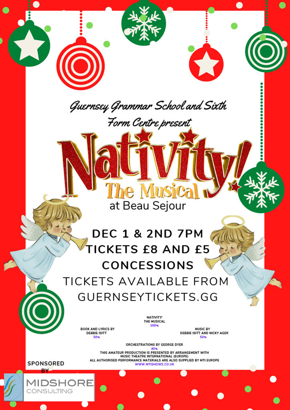 Poster for Guernsey Grammar School presents Nativity! The Musical