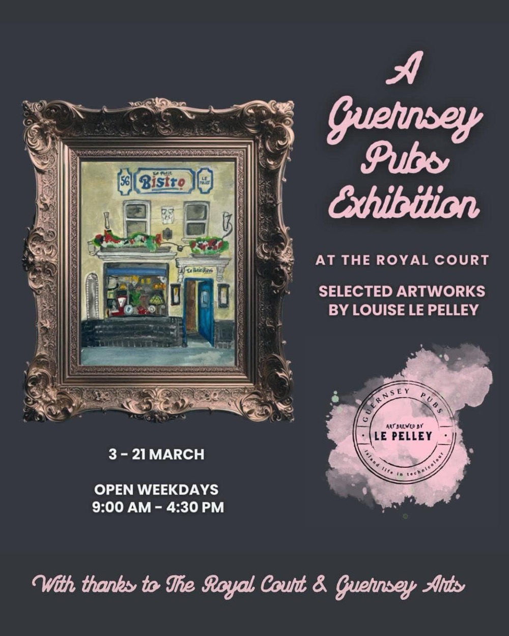 Poster for Guernsey Pubs Exhibition at the Royal Court