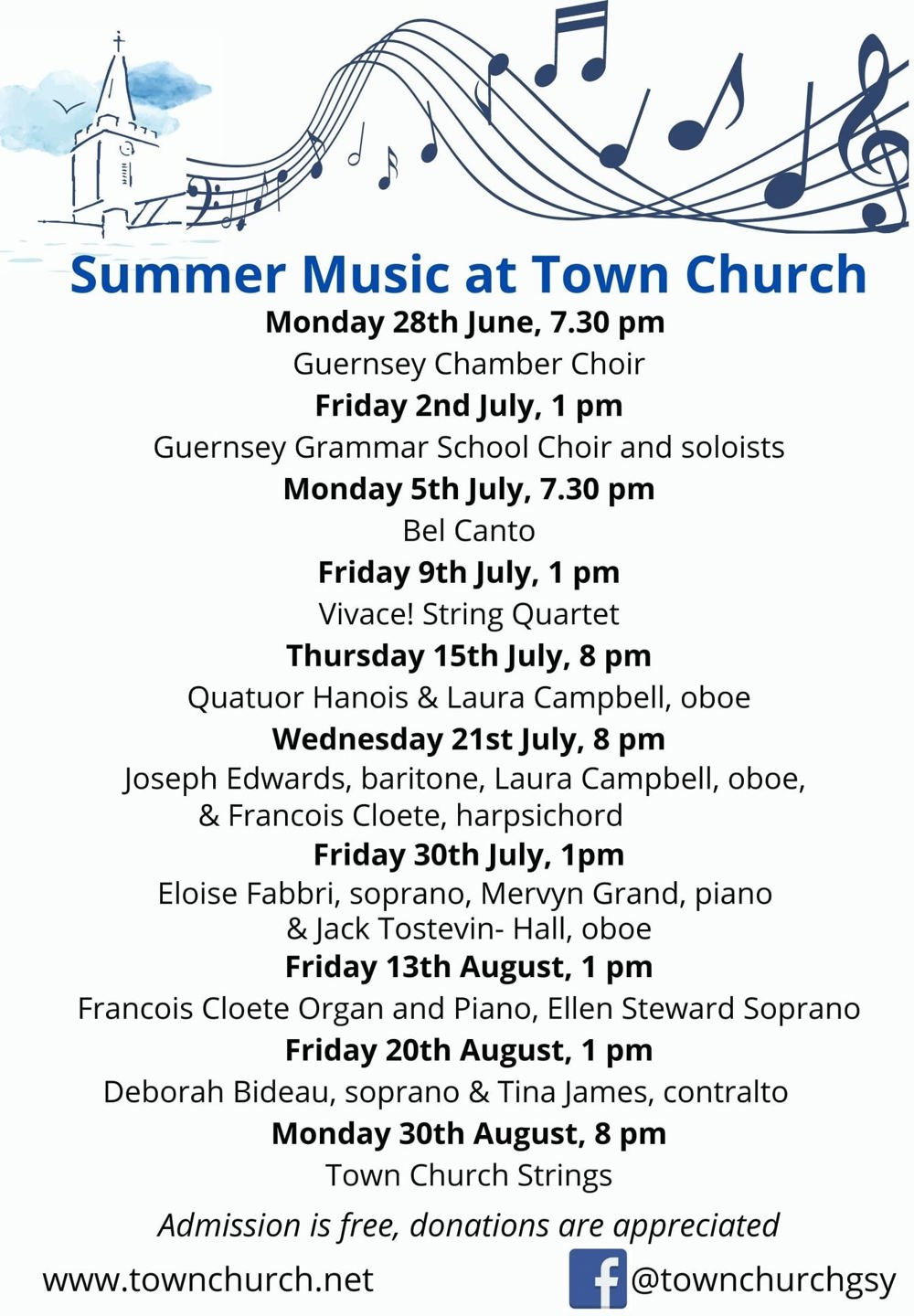 Poster for Summer Music at Town Church: Hanois Baroque