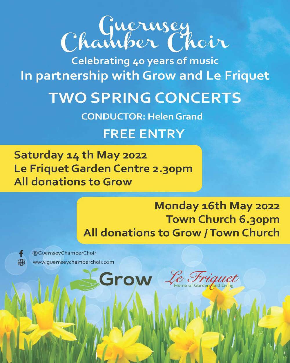 Poster for Guernsey Chamber Choir Spring Concerts