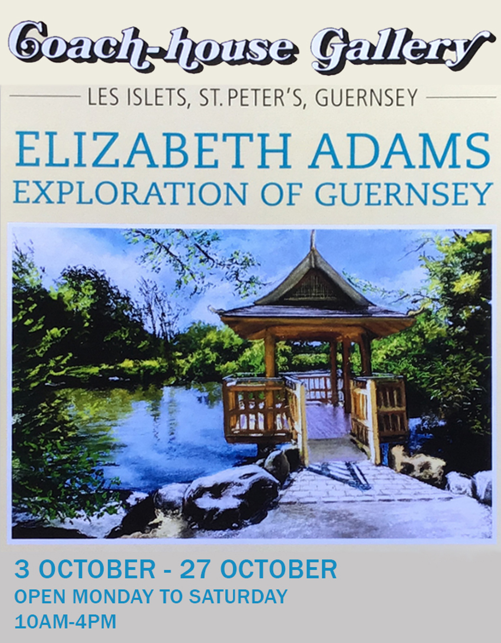 Poster for Exploration of Guernsey - an exhibition by Elizabeth Adams