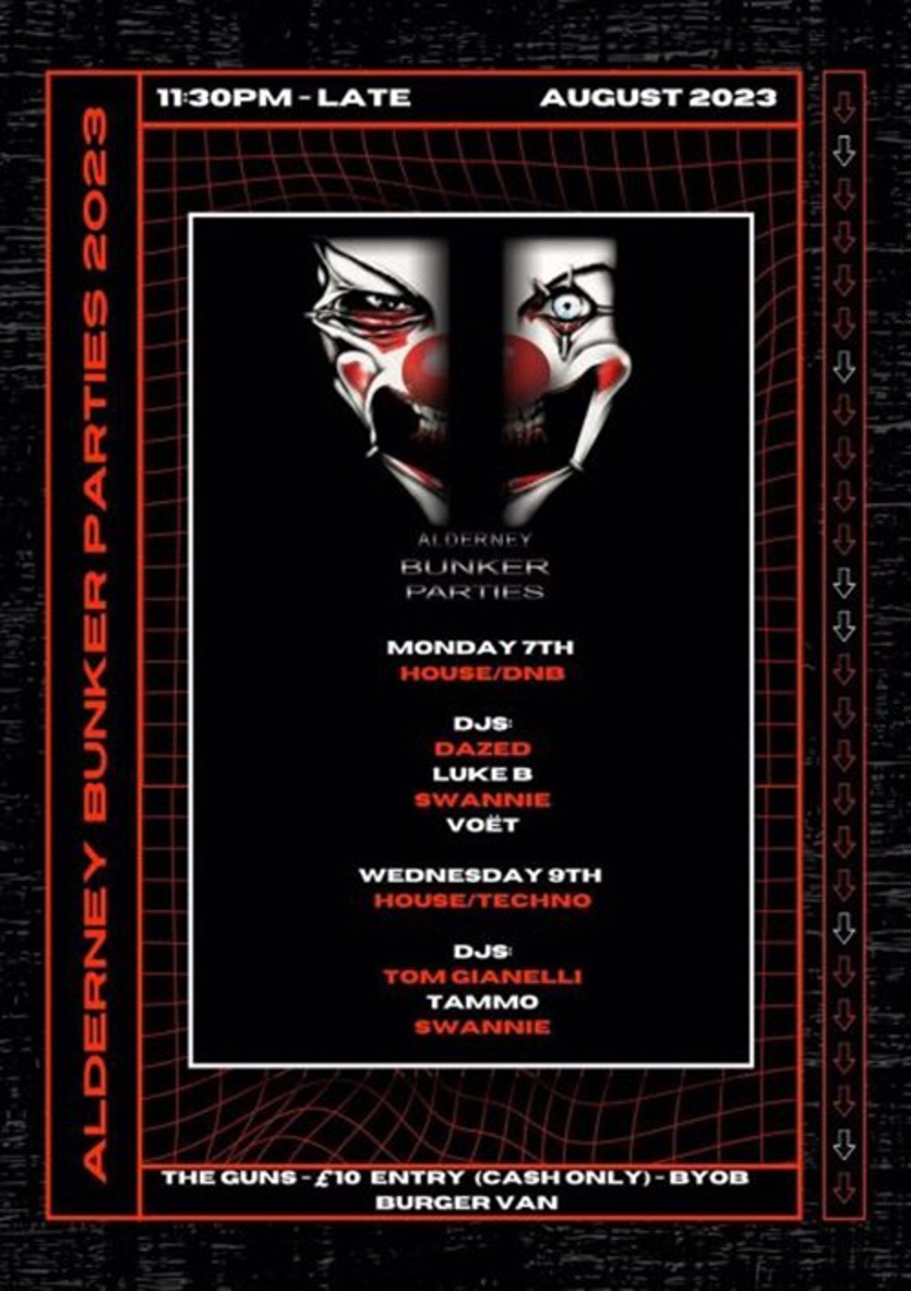 Poster for Alderney Week 2023 - Bunker Parties